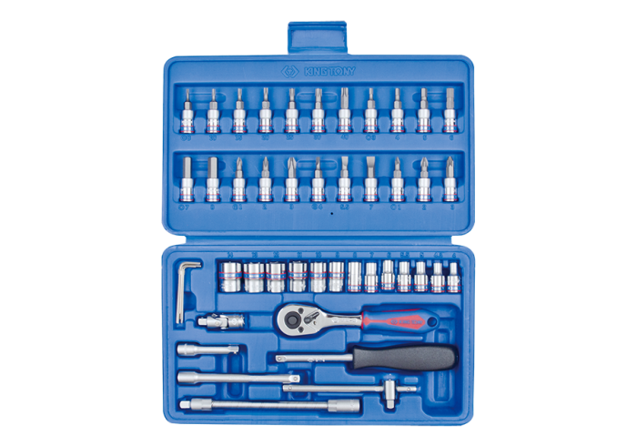 Jgo. Dados hex std. y puntas 1/4", caja 46p - Imagen 1